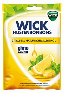Wick Hustenbonbons Zitrone & natürliches Menthol ohne Zucker 72 g 