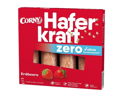 Corny Haferkraft zero Erdbeere ohne Zuckerzusatz 4 Riegel a 35 g