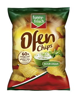 funny frisch Ofen Chips Sour Cream 125 g| Kartoffelchips mit Sauerrahmgeschmack und weniger Fett von funny-frisch