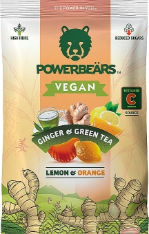 Powerbeärs Vegan Ginger & Green Tea Lemon & Orange 50 g 