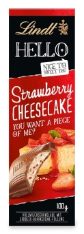 Lindt Hello Strawberry Cheesecake 100 g| gefüllte Vollmilchschokolade mit Erdbeer-Quarkcreme und Gebäckstückchen