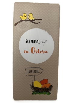 Zu Ostern - SCHOKOGruss Premium Vollmilchschokolade 100 g| Vollmilchschokolade mit Grußbotschaft Eiersuche von Meybona