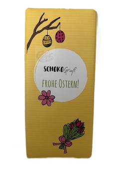 Frohe Ostern! - SCHOKOGruss Premium Vollmilchschokolade 100 g| Vollmilchschokolade mit Grußbotschaft Frohe Botschaft von Meybona