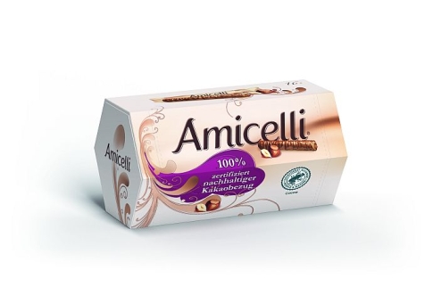 Amicelli Waffelröllchen 200 g| zarte Waffelröllchen mit Schokolade umhüllt