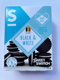 Sweet-Switch Black & White Cookies zuckerfrei 125 g | zuckerfreie, glutenfreie, vegane Kakao-Biscuits mit Cremefüllung von Sweet-Switch