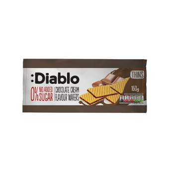 Diablo Chocolate Cream Wafers No Sugar Added 160 g| zuckerfreie Waffeln mit Schokoladencreme-Füllung von Diablo