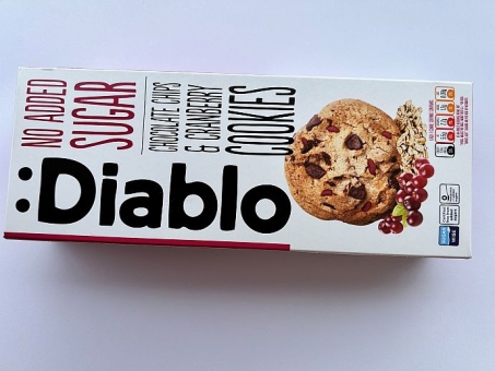 Diablo Chocolate Chips & Cranberry Cookies No Sugar Added 135 g 