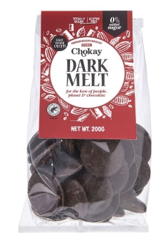 Chokay Dark Melt 200 g| Zartbitterschokolade mit Süßungsmitteln ohne Zuckerzusatz und glutenfrei von Chokay