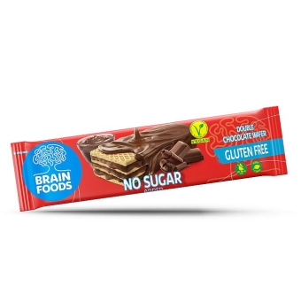 Brain Foods Double Chocolate Wafer No Sugar 40 g  | glutenfrei, vegan und ohne Zuckerzusatz