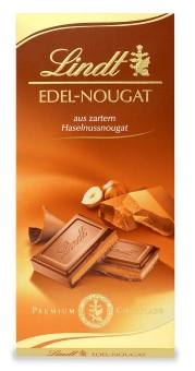 Lindt Edel-Nougat Tafel 100 g| Gefüllte Premium Vollmilchschokolade mit feinem Nougat
