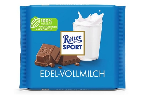 Ritter Sport Edel Vollmilch 100 g | Quadratische Edel-Vollmilchschokolade von Ritter Sport