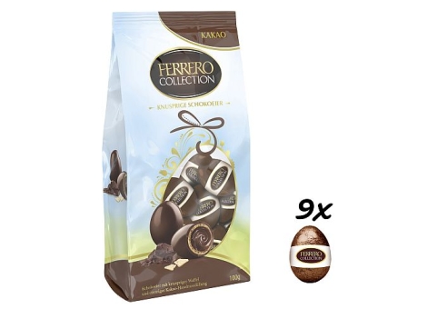 Ferrero Collection knusprige Schokoladeneier Kakao 100 g| Schokoeier mit knuspriger Waffel und cremiger Kakao-Haselnussfüllung von Ferrero