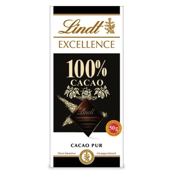 Lindt Excellence 100% Cacao 50 g| kräftige Edelbitterschokolade mit 100 Prozent Kakaoanteil