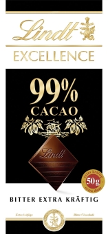Lindt Excellence 99% Cacao 50 g| kräftige Edelbitterschokolade mit 99 Prozent Kakaoanteil