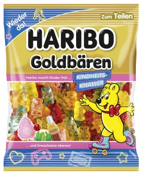 Haribo Goldbären Kindheitsknaller 175 g | Fruchtgummi in Goldbären-Format, in bunten Farben, von Haribo