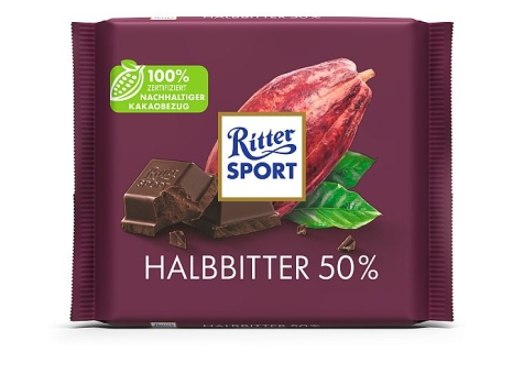 Ritter Sport Halbbitter 100 g | Quadratische Halbbitterschokolade von Ritter Sport