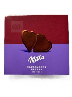 Milka Hauchzarte Herzen Zartherb 130 g| hauchdünne Herzen aus Zartbitter-Schokolade