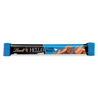 Lindt Hello Stick Nougat Crunch 39g| Schokoladen-Stick aus gefüllter Vollmilchschokolade mit Nougat, Haselnusskrokant und Waffelstückchen