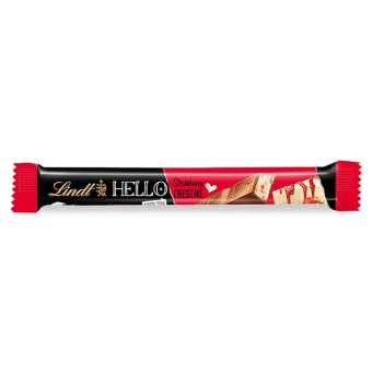 Lindt Hello Stick Strawberry Cheesecake 39 g| Schokolade in Stickformat, Gefüllte Alpenmilch-Schokolade mit Erdbeer-Quarkcréme und Gebäckstückchen