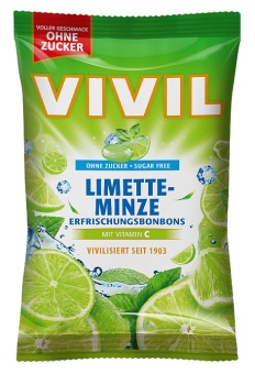 Vivil Erfrischungsbonbons Limette-Minze ohne Zucker 120 g 