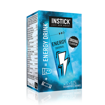 INSTICK Energy Original 12 Sticks a 2 g | Getränkepulver zur Herstellung eines zuckerfreien, koffeinhaltigen Energydrink mit Fruchtgeschmack von Instick