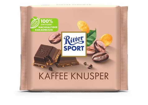 Ritter Sport Kaffee Knusper 100 g | Halbbitterschokolade auf einer Kakao-Kaffee-Schicht mit Cornflakes-Stückchen von Ritter Sport