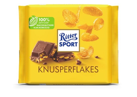 Ritter Sport Knusperflakes a 100 g | Quadratische Vollmilchschokolade mit Cornflakes von Ritter Sport