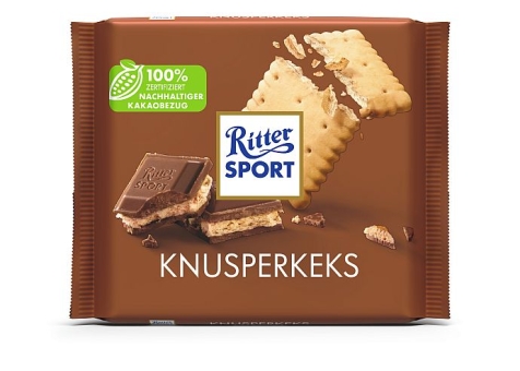 Ritter Sport Knusperkeks a 100 g | Quadratische Vollmilchschokolade mit Butterkeks von Ritter Sport