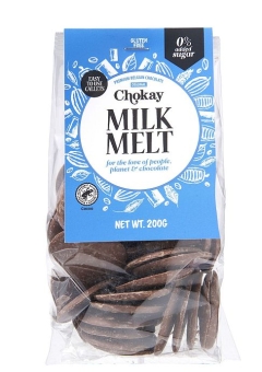 Chokay Milk Melt 200 g| Milchschokolade mit Süßungsmitteln ohne Zuckerzusatz und glutenfrei von Chokay