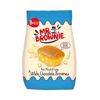 Mr. Brownie White Chocolate Brownies 200 g | 8 Brownies einzeln verpackt mit weißen Schokostückchen von Mr. Brownie