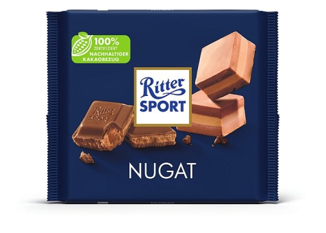 Ritter Sport Nugat 100 g | Quadratische Vollmilchschokolade mit Edel-Nougat von Ritter Sport
