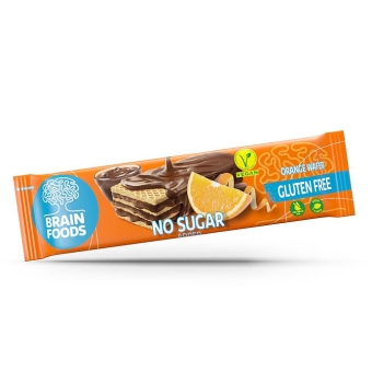 Brain Foods Orange Wafer No Sugar 40 g | glutenfrei, vegan und ohne Zuckerzusatz