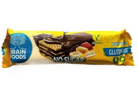 Brain Foods Peanut Wafer No Sugar 40 g | glutenfrei, vegan und ohne Zuckerzusatz
