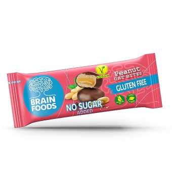 Brain Foods Peanut Oat Bites No Sugar added 2 x 22 g | glutenfrei, vegan und ohne Zuckerzusatz