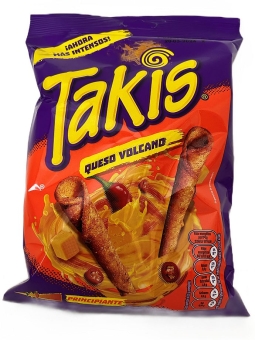 Takis Queso Volcano 140 g| scharfe Mais-Tortillas-Chips in Röllchenform mit Käse-Chiligeschmack