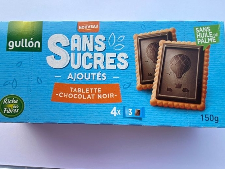 Gullon Tablette Chocolat Noir Sans Sucres 150 g  