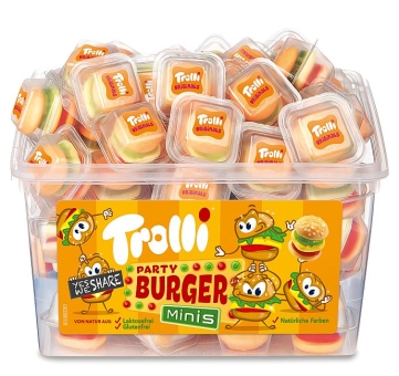 Trolli Mini Burger 600 g | kleine Fruchtgummi-Burger einzeln verpackt von Trolli