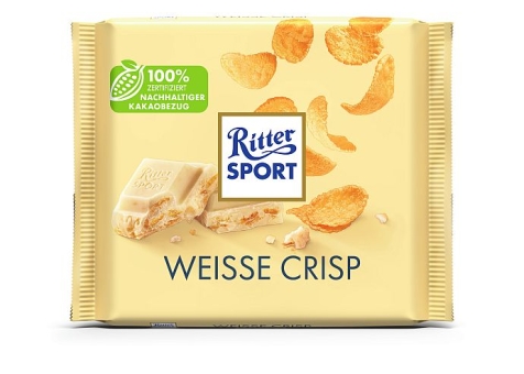 Ritter Sport Weiss + Crisp 100 g | Quadratische weiße Schokolade mit Cornflakes von Ritter Sport