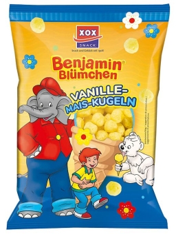 XOX Benjamin Blümchen Vanille-Mais-Kugeln 110 g - Maissnack mit Vanillegeschmack