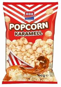 XOX Popcorn Karamell süss 100 g - Popcorn mit süßem Karamellgeschmack
