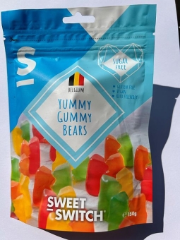 Sweet-Switch Yummy Gummy Bears zuckerfrei  150 g| zuckerfreies und glutenfreies Fruchtgummi in Bärenform von Sweet-Switch