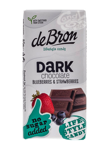 de Bron Dark-Schokolade Blueberries & Strawberries 85 g 