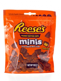 Reese`s Peanut Butter Cups Minis 90 g| Erdnussbutter umhüllt mit Milchschokolade in kleinen Cups abgepackt