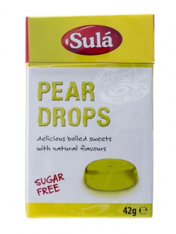 Sula Pear Drops zuckerfrei Minibox 42 g 