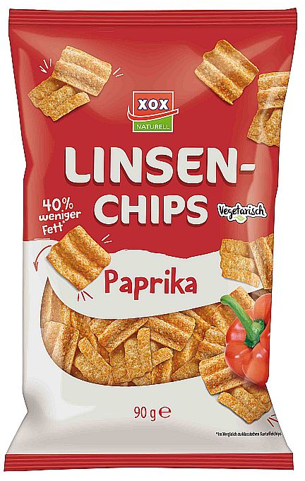 XOX Linsenchips Paprika - Proteinquelle XOX Linsenchips Paprika 90 g