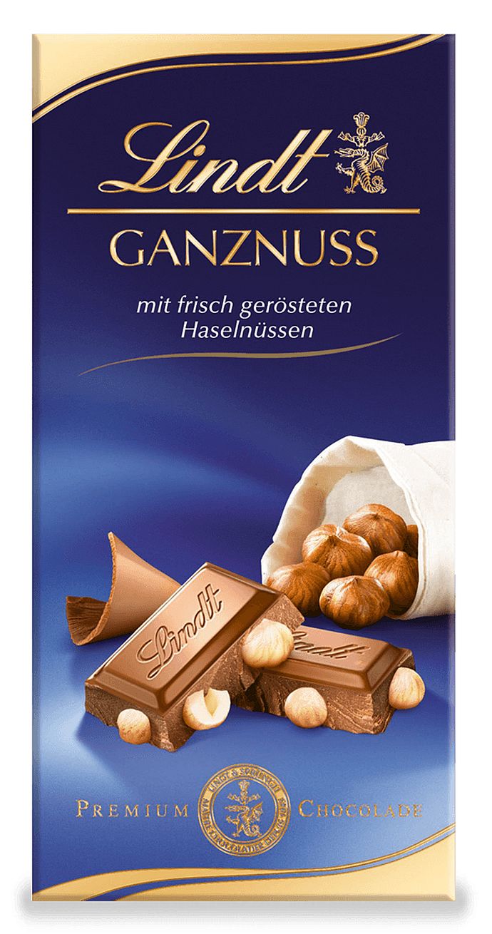 Lindt GANZNUSS Tafel - schweizer Chocolates in Premium Qualität Lindt  GANZNUSS Tafel 100 g